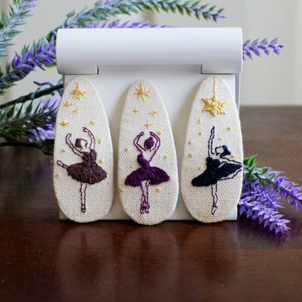embroidered ballerina hair clips