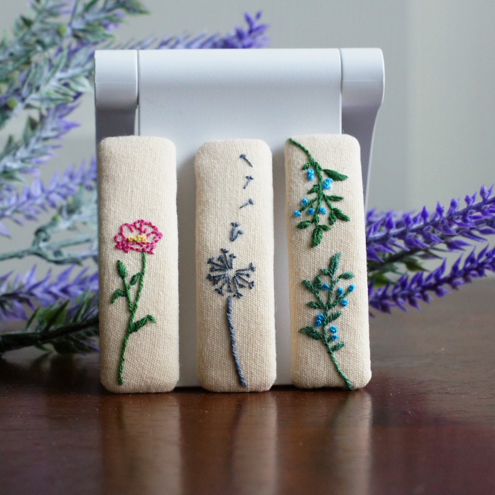 Embroidered Floral Hair Clips