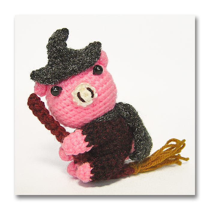 halloween crochet pattern pack - witchy piglet