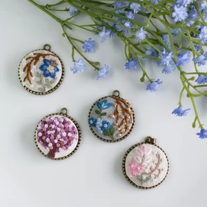 beaded embroidered floral pendants
