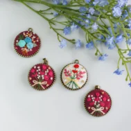 embroidered bouquet floral pendant