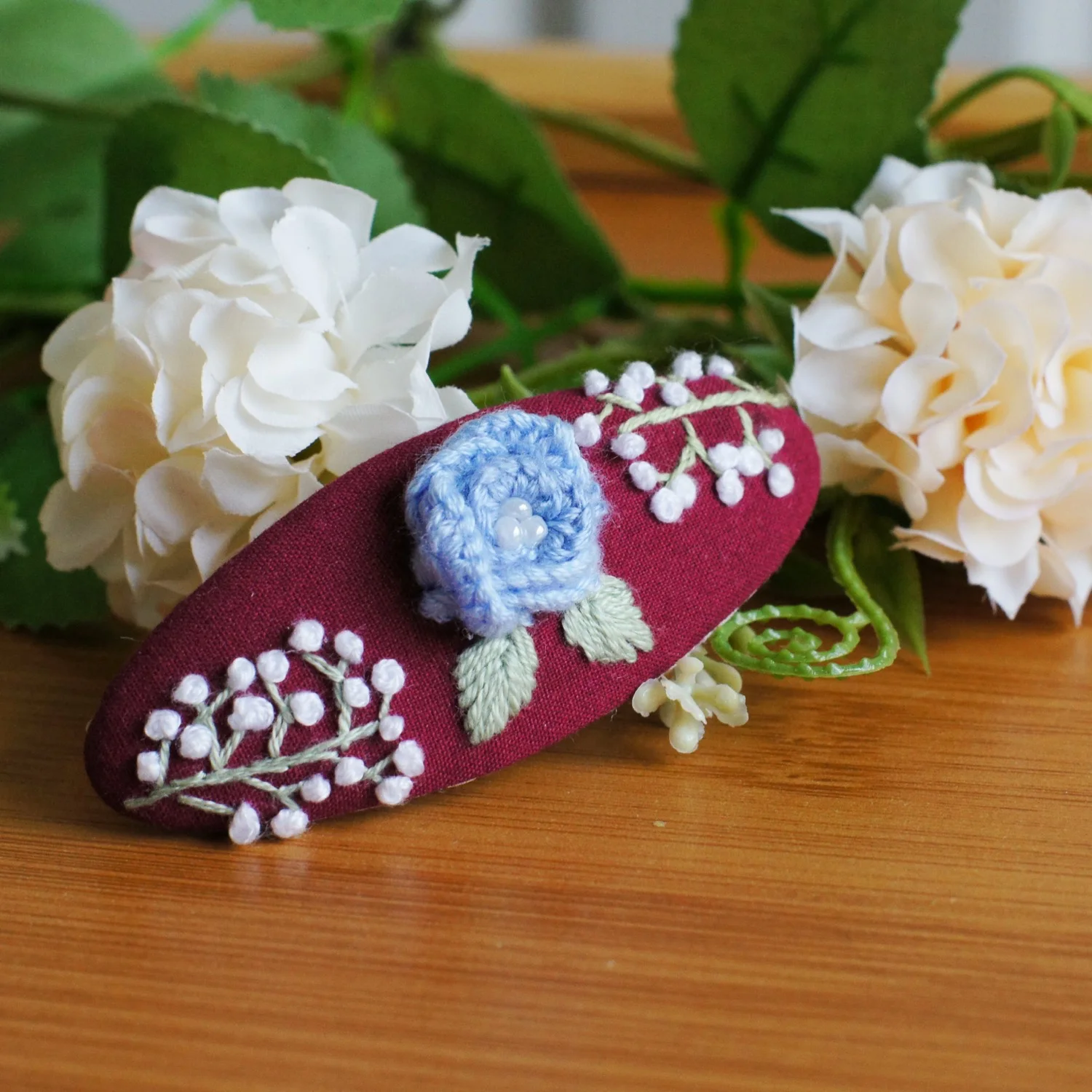 summer embroidered hair clips