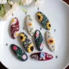 summer embroidered hair clips