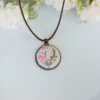 embroidered pink floral pendant