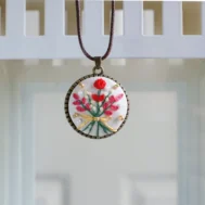 embroidered bouquet pendant