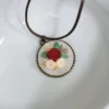 embroidered rose floral pendant