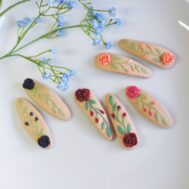 embroidery hair clips - 3D rose