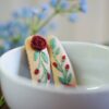 embroidery hair clips - red rose