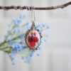 oval embroidery pendant - rose garden