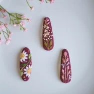 embroidered hair clips