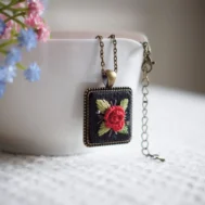 embroidered pendant