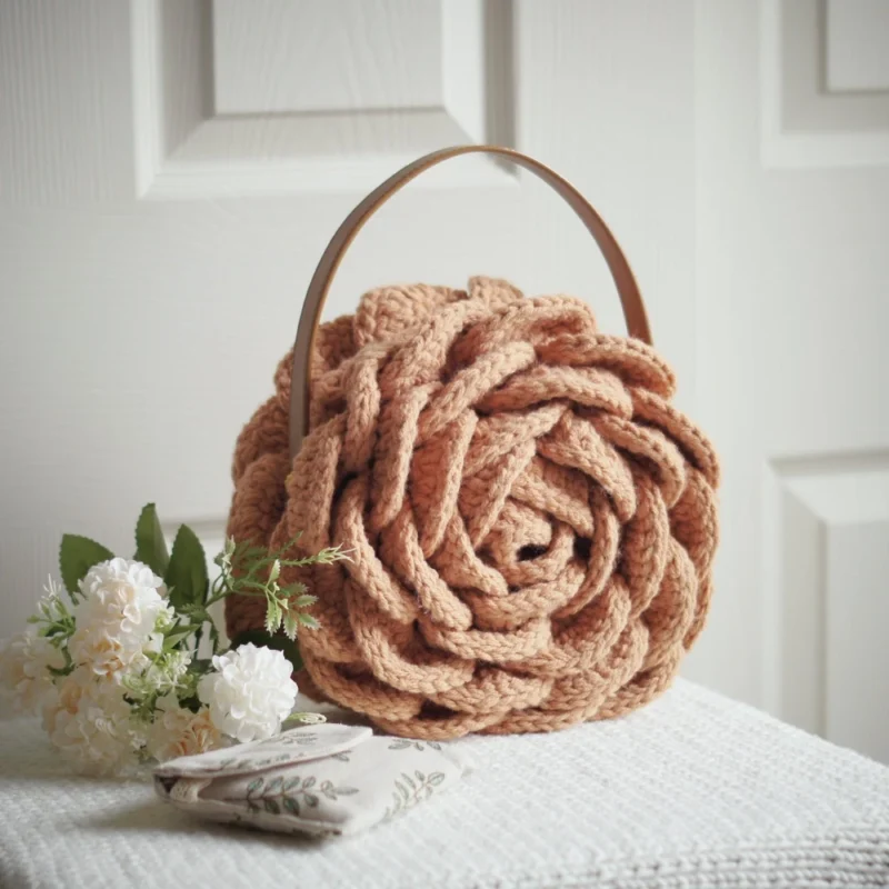 rose crochet handbag