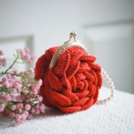 crochet rose purse
