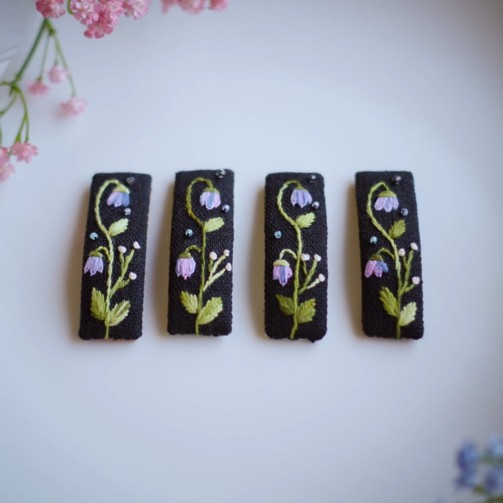 embroidered hair clips