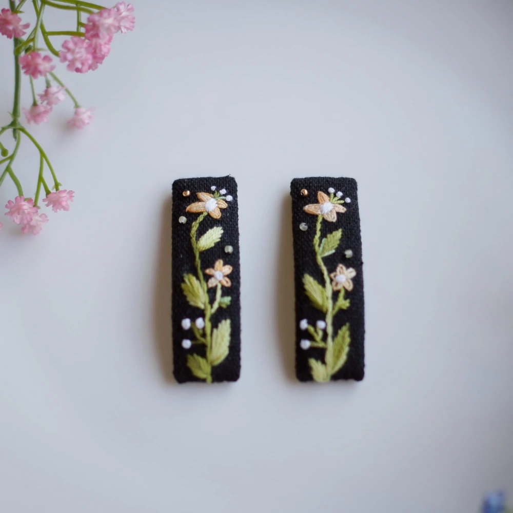 embroidered hair clips