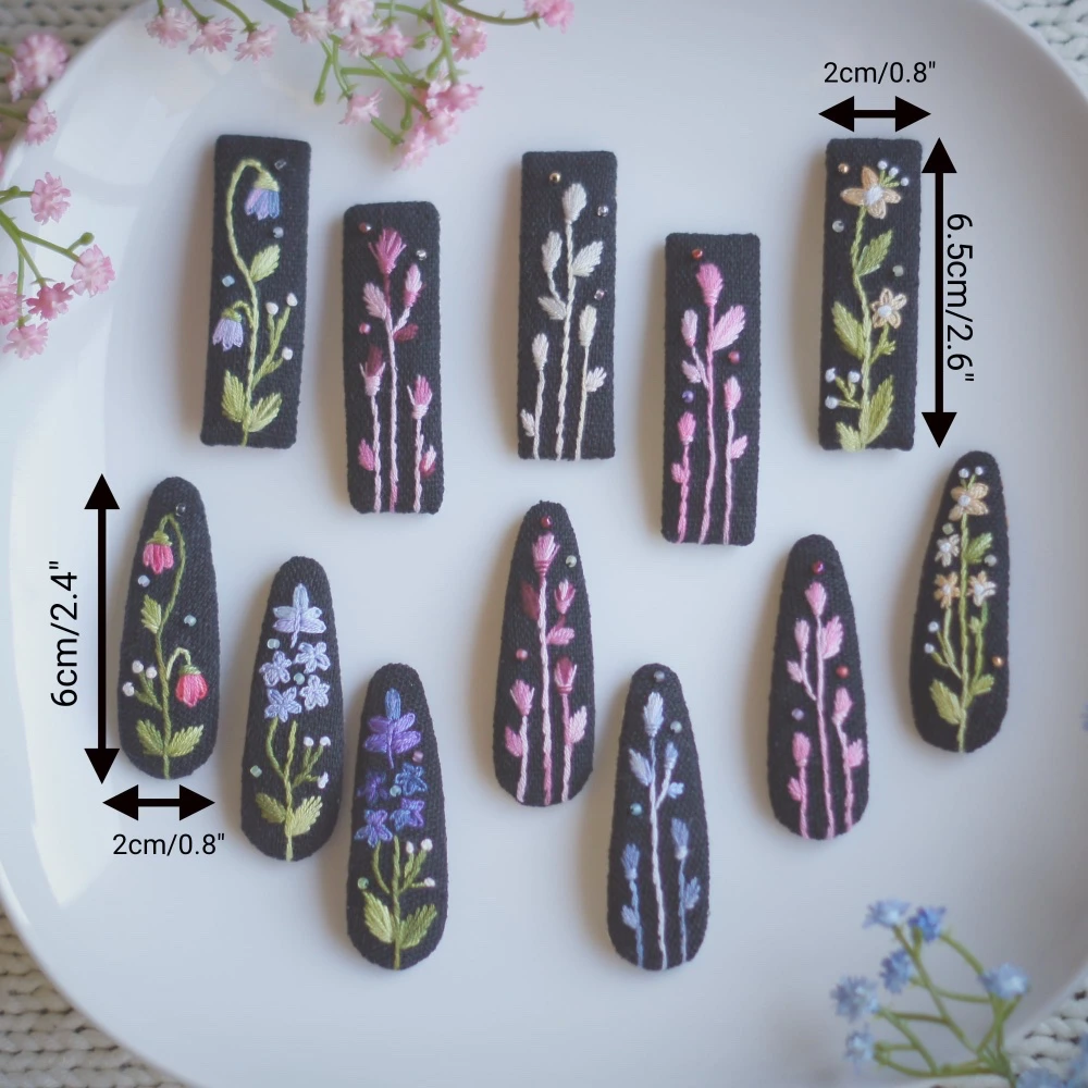 embroidered hair clips