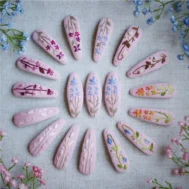embroidered hair clips