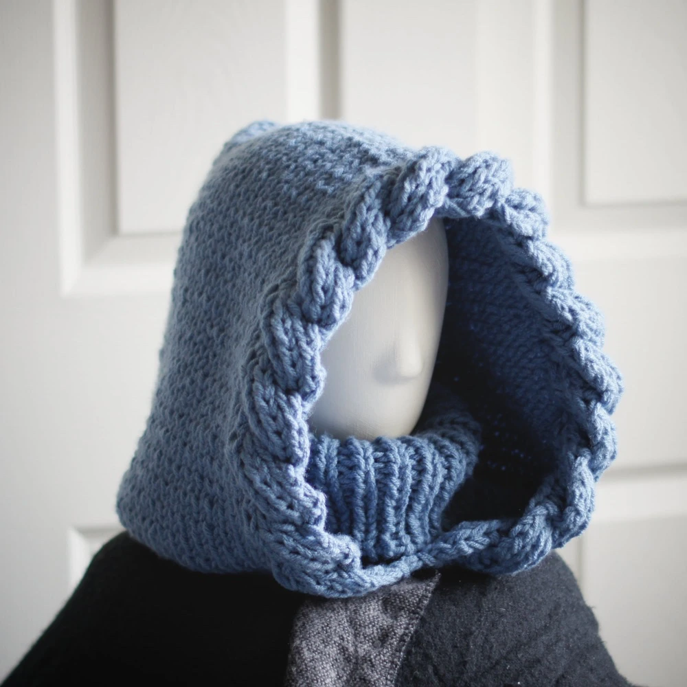 dusty blue winter hood