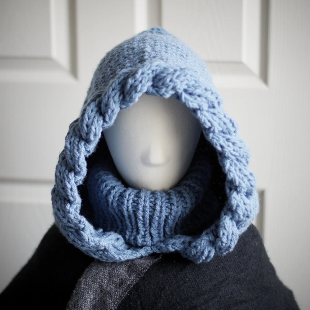 dusty blue winter hood