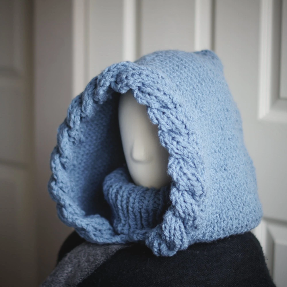 dusty blue winter hood