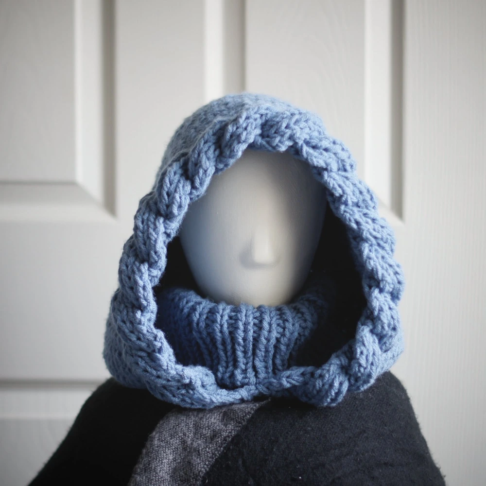 dusty blue winter hood