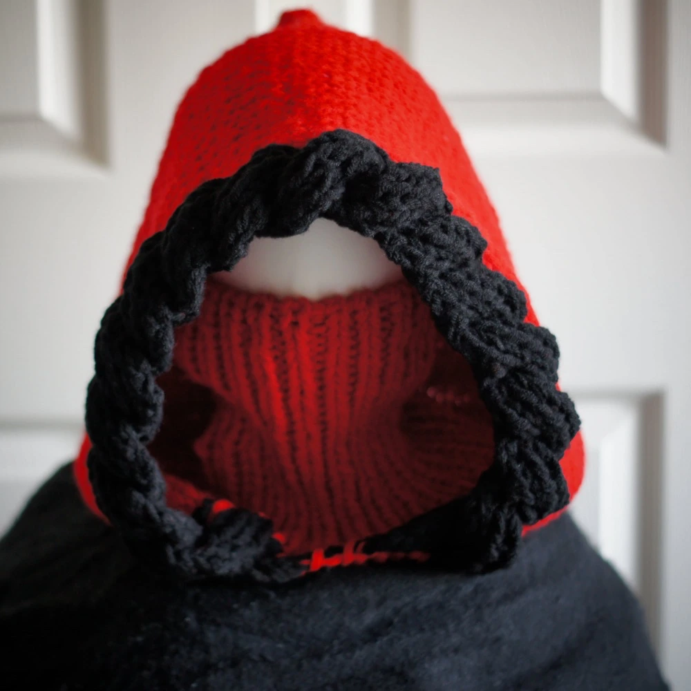 red winter hood