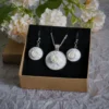 white rose embroidered jewelry set
