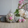 pink rose embroidered jewelry set