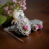 pink rose embroidered jewelry set
