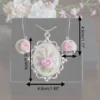 pink rose embroidered jewelry set