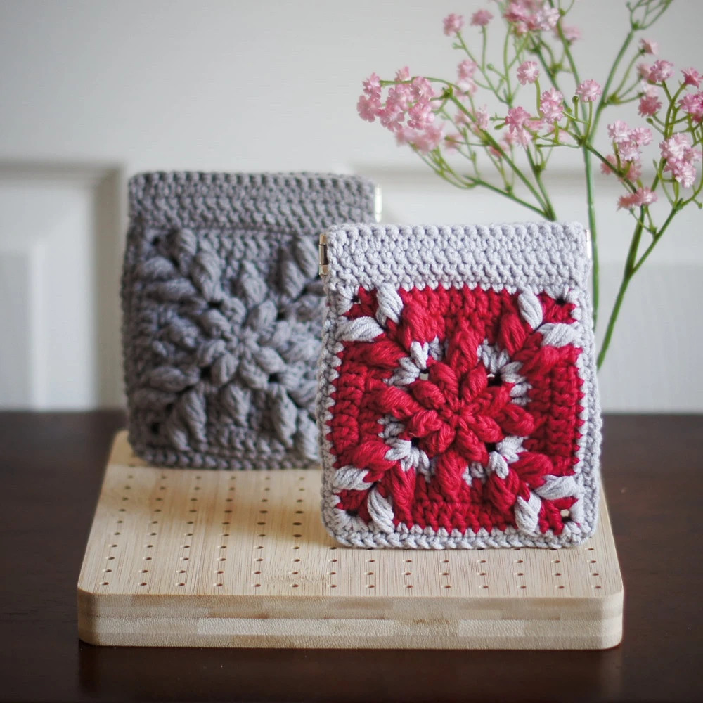 floral burst granny square pouch