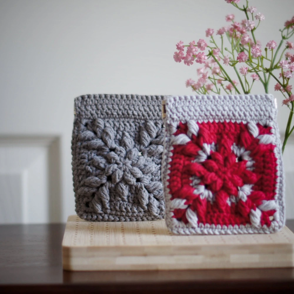 floral burst granny square pouch