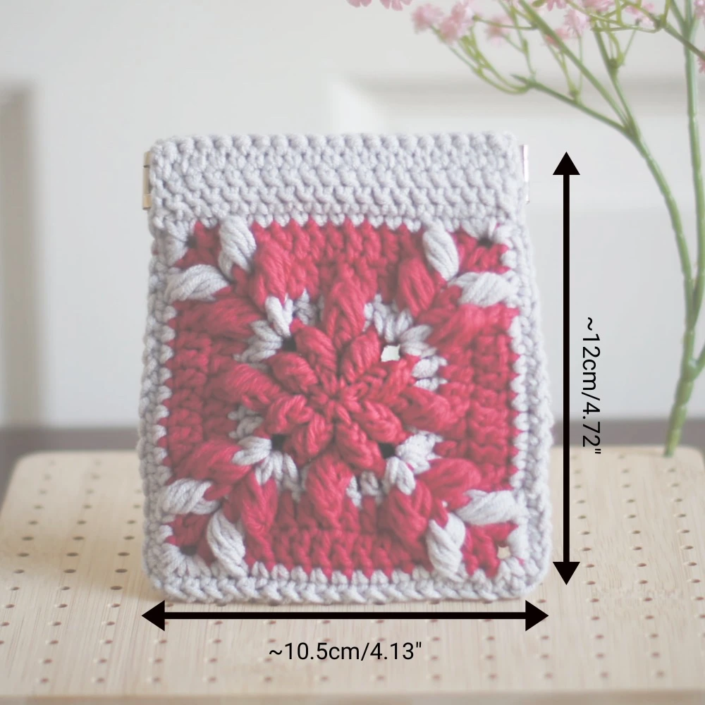 floral burst granny square pouch