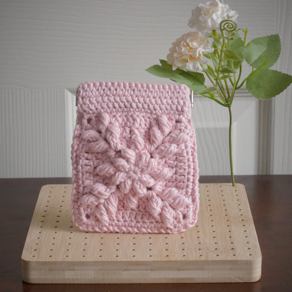 floral burst granny square pouch