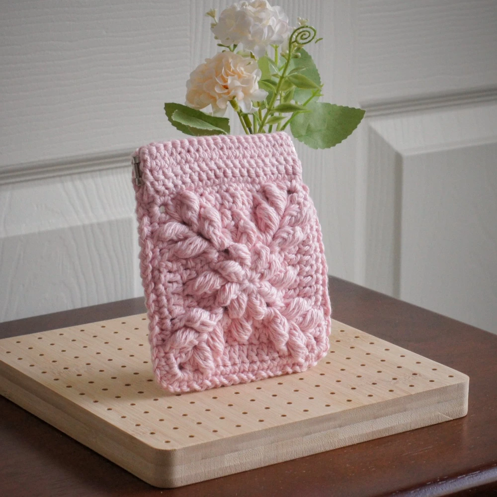floral burst granny square pouch