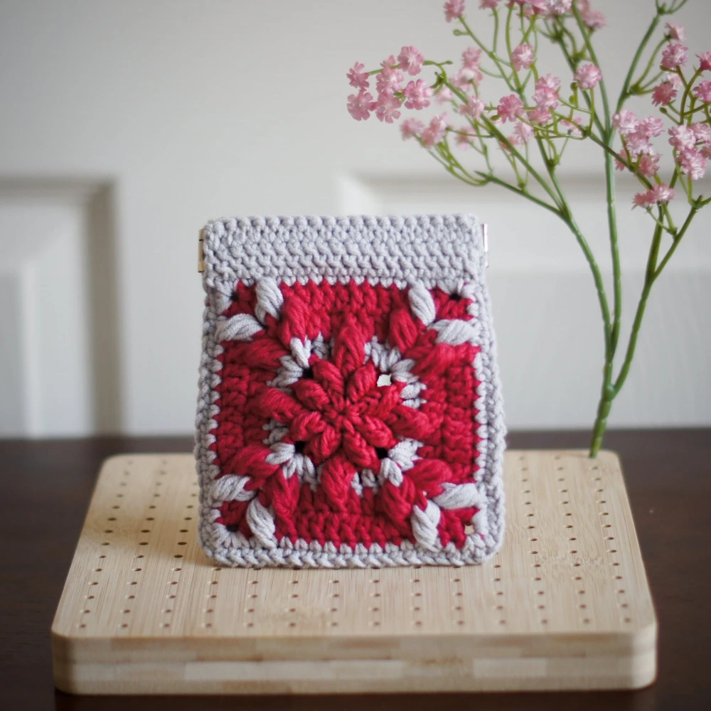 floral burst granny square pouch