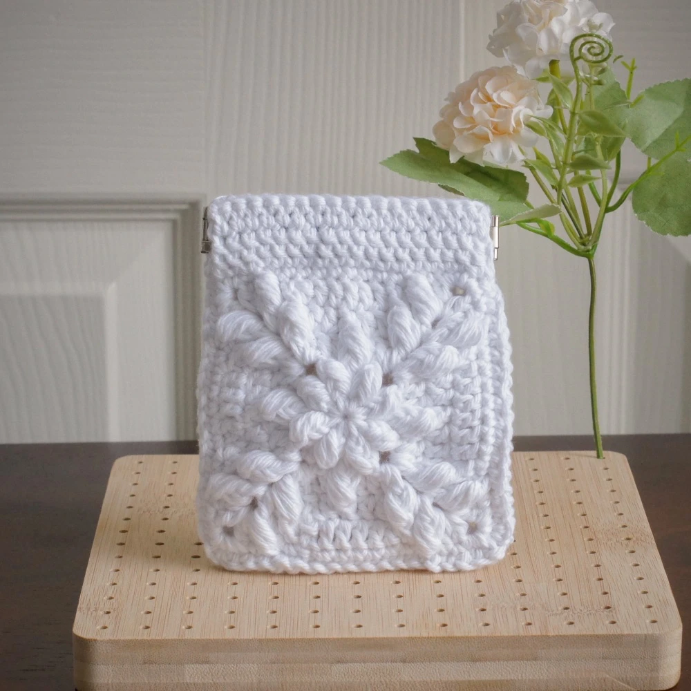 floral burst granny square pouch