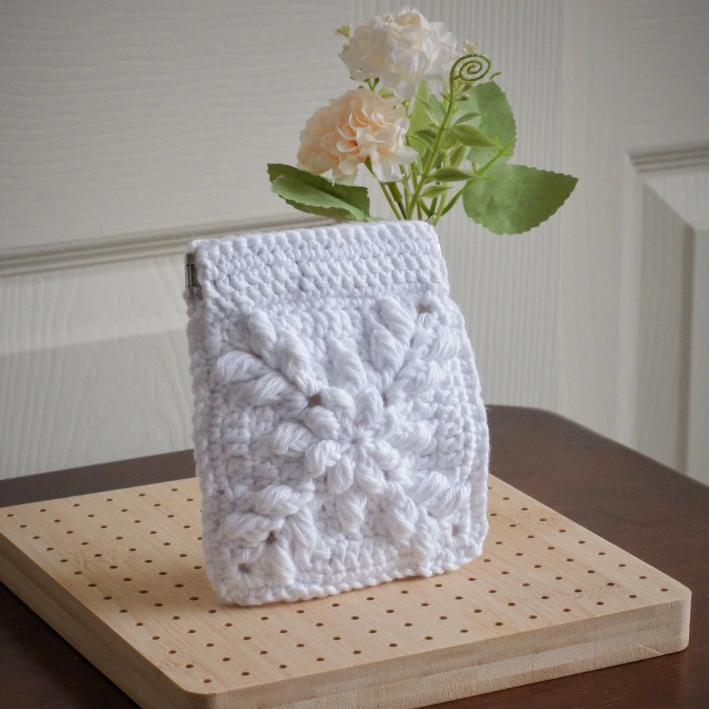 floral burst granny square pouch