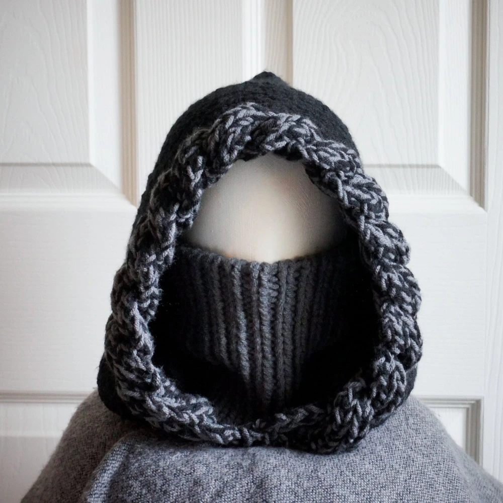 balaclava hood in black and gray
