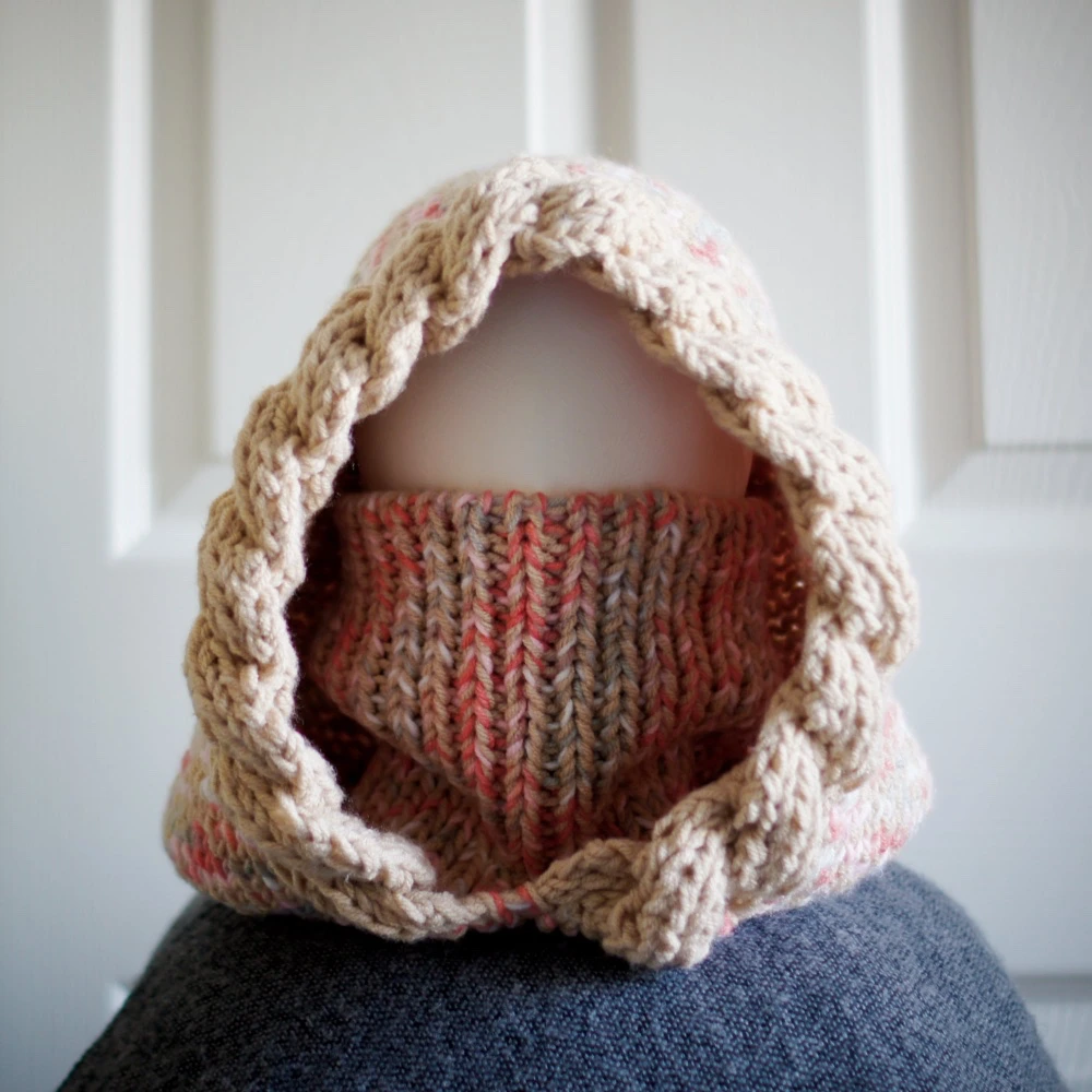 balaclava hood in oatmeal orange