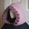 balaclava hood in mauve and wine