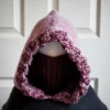 balaclava hood in mauve and wine