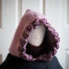 balaclava hood in mauve and wine