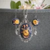 embroidered yellow rose jewelry gift set