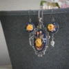 embroidered yellow rose jewelry gift set