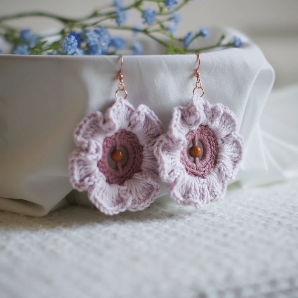 crochet flower earrings