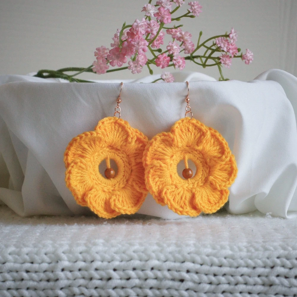 crochet flower earrings