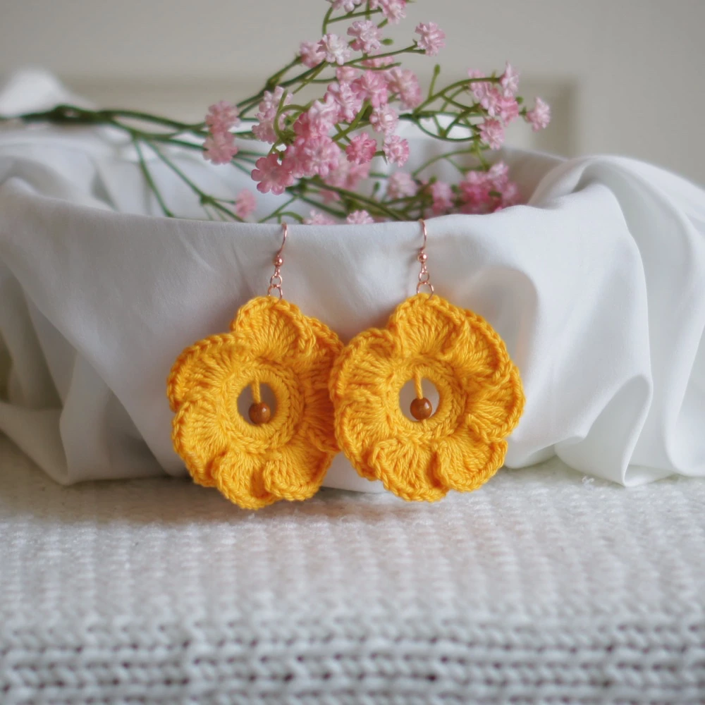 crochet flower earrings