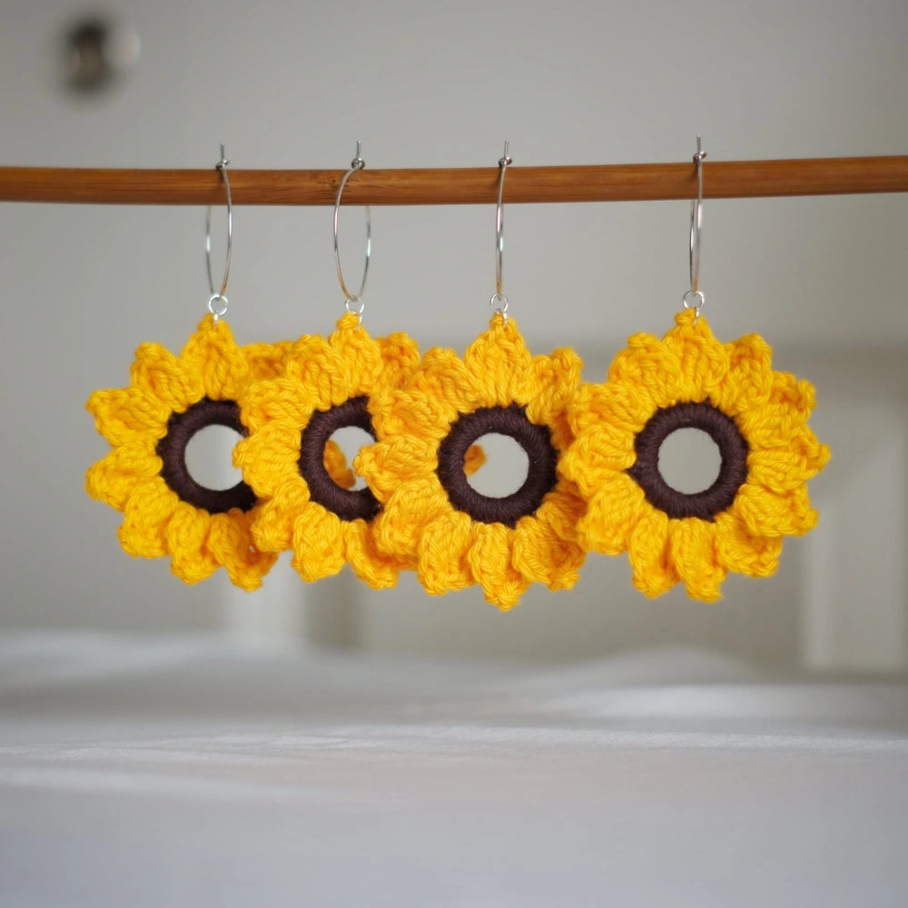Crochet Sunflower Earrings