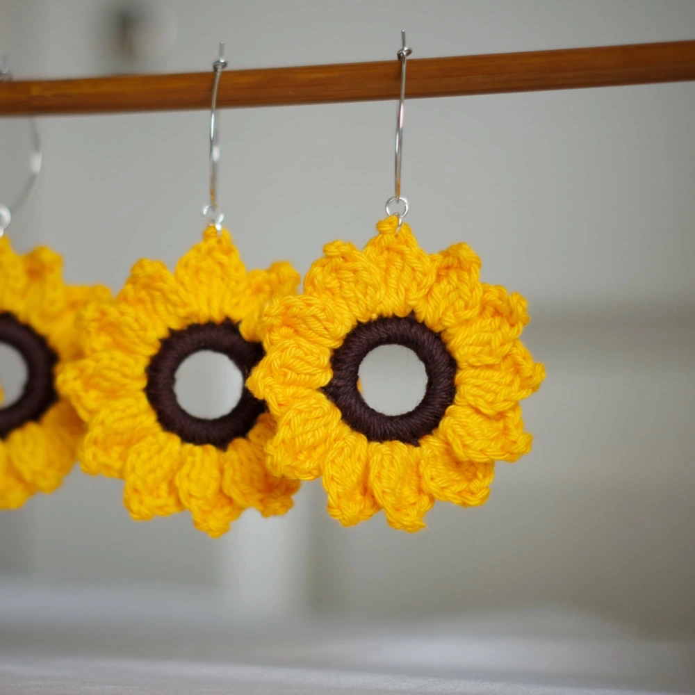 Crochet Sunflower Earrings